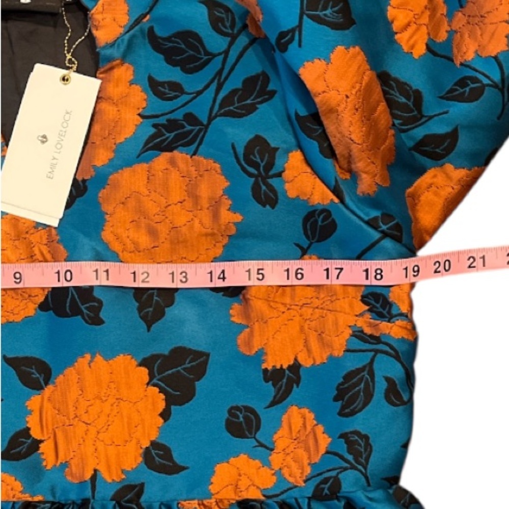 Emily Lovelock New Small Blue and Orange Floral Dress - Picture 13 of 13